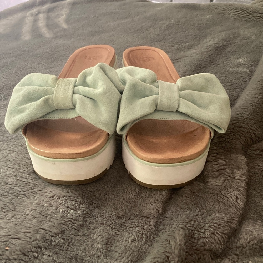 Women UGG  Green Bow Platform Sandals